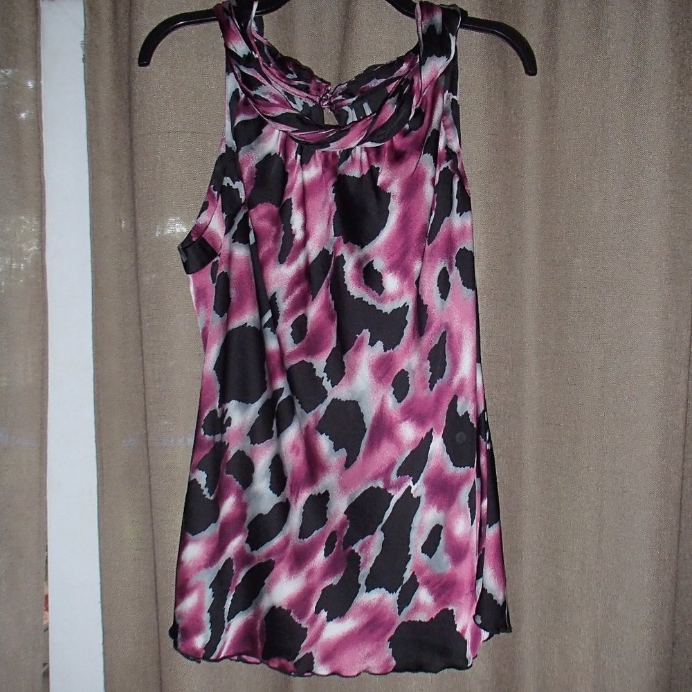 New Directions, purple/silver/black printed tank
